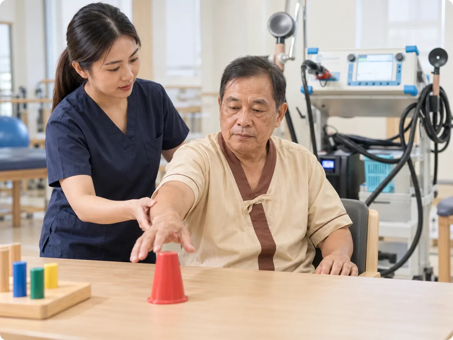 ฟื้นฟูสโตรก ฝึกกายภาพบำบัดต่อหลัง TMS ศูนย์ฟื้นฟูคิน KIN | KIN stroke rehab physiotherapy after TMS