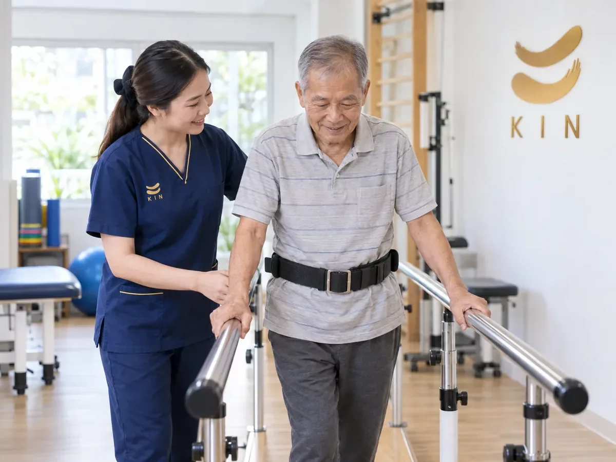 โปรโมชั่น Day Care เน้นฟื้นฟู นักกายภาพฝึกเดินราวคู่ขนาน ศูนย์ฟื้นฟูคิน KIN | KIN Day Care promotion physiotherapy