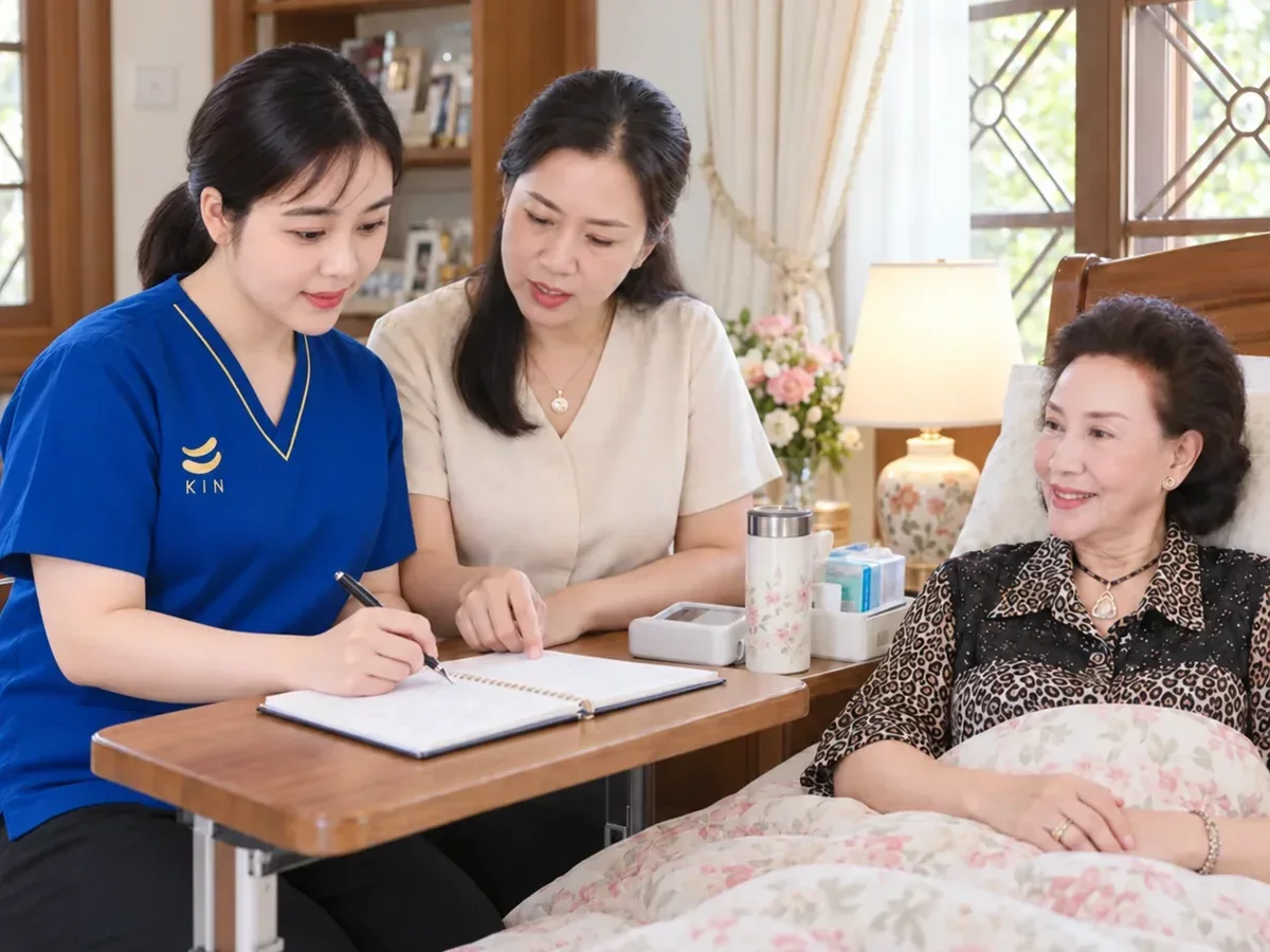 พยาบาลวิชาชีพแนะนำครอบครัวดูแลผู้ป่วยที่บ้าน KIN HomeCare | Nurse family education