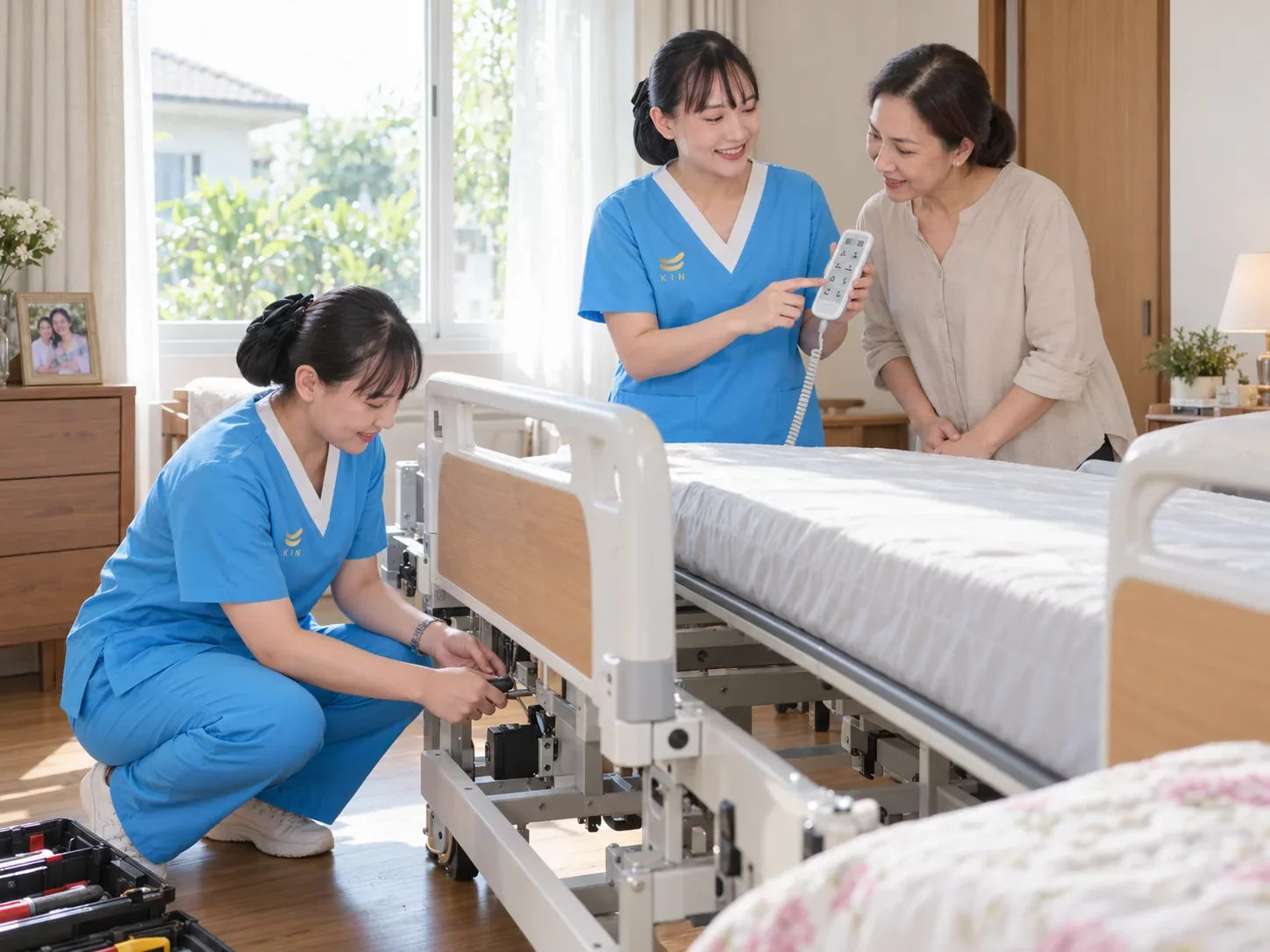ติดตั้งเตียงผู้ป่วยไฟฟ้าถึงบ้าน KIN HomeCare | Hospital bed delivery and setup
