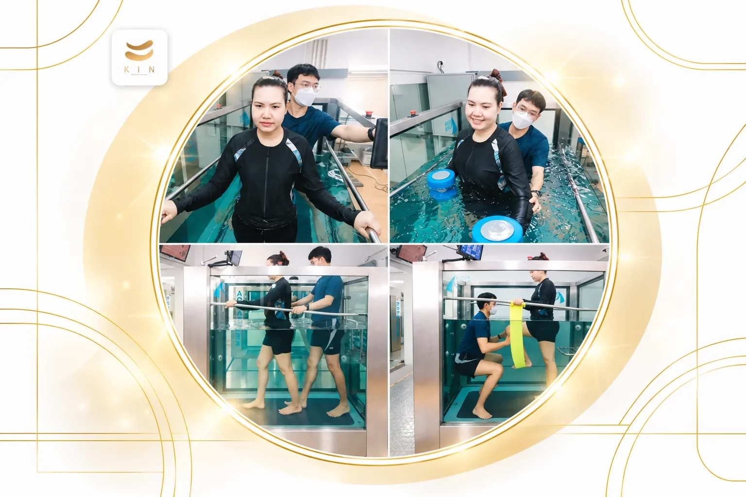 KIN aquatic treadmill at the Lat Phrao 71 branch for stroke rehabilitation during the Golden Period