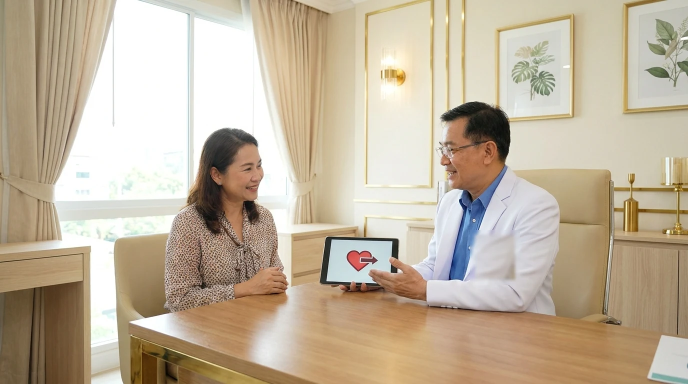 แพทย์ปรึกษาผู้ป่วยเรื่องสุขภาพหัวใจและหลอดเลือด ก่อนพิจารณาการรักษา EECP