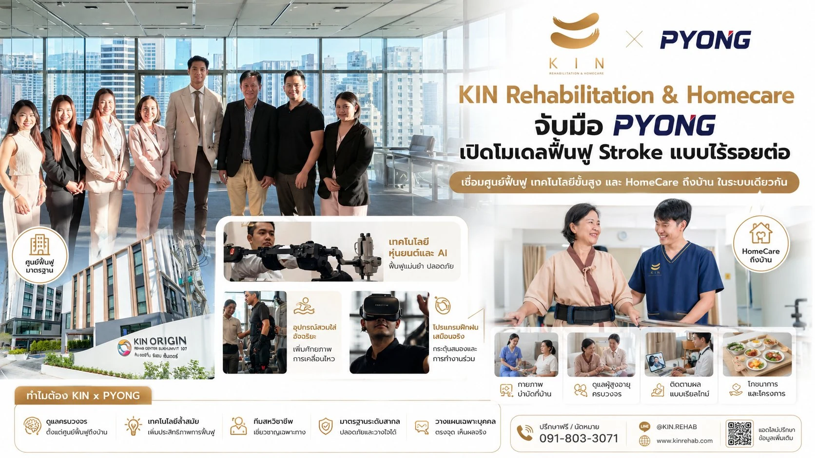 KIN Rehabilitation Homecare จับมือ PYONG เปิดโมเดลฟื้นฟู Stroke แบบไร้รอยต่อ ทีมผู้บริหารและนักวิชาชีพทั้งสององค์กร