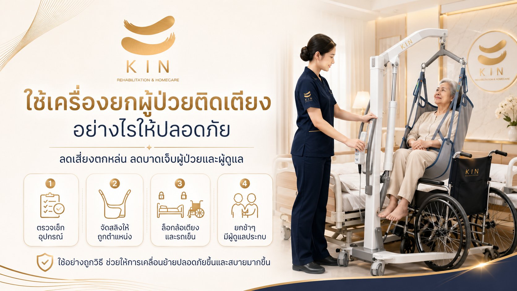 ใช้เครื่องยกผู้ป่วยติดเตียงอย่างไรให้ปลอดภัย | KIN